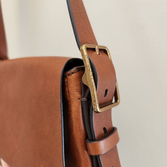 FOSSIL Harper Brown Leather Flap Crossbody Messenger Classic Bag Key Adjustable - Picture 5 of 14